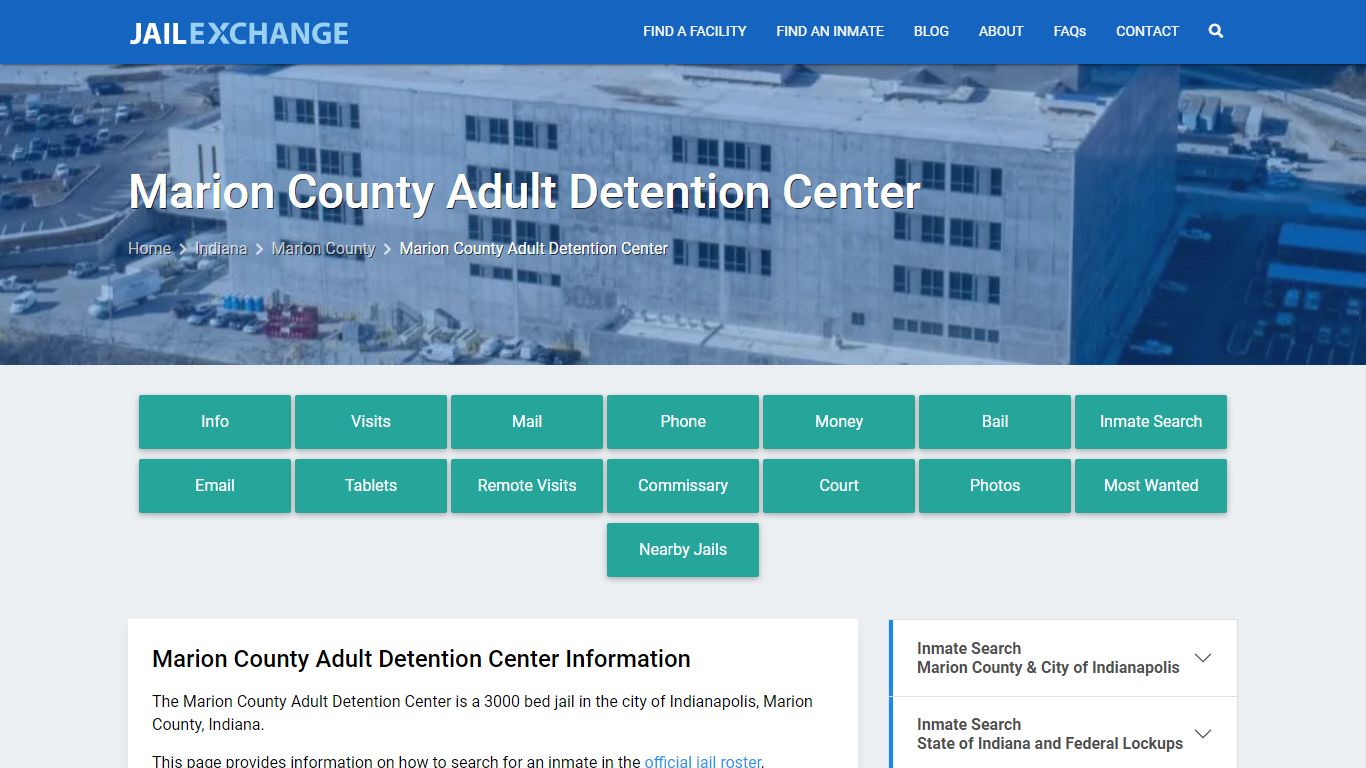 Marion County Adult Detention Center, IN Inmate Search, Information
